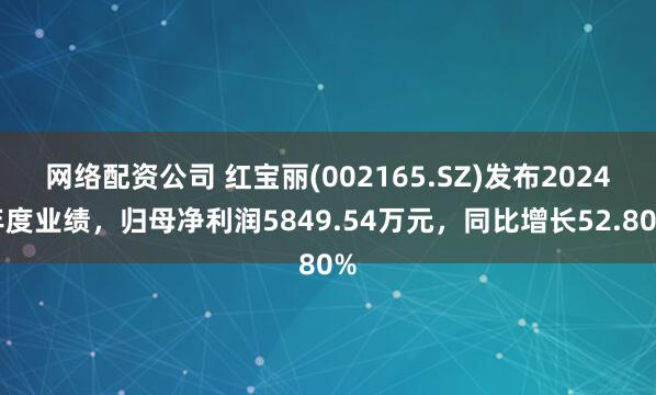 网络配资公司 红宝丽(002165.SZ)发布2024年度业绩，归母净利润5849.54万元，同比增长52.80%