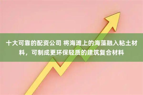 十大可靠的配资公司 将海滩上的海藻融入粘土材料，可制成更环保轻质的建筑复合材料